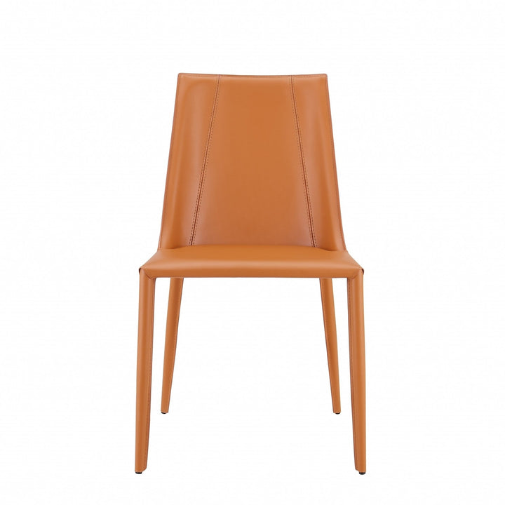 Sleek All Terra Cotta Faux Leather Dining or Side Chair Image 1