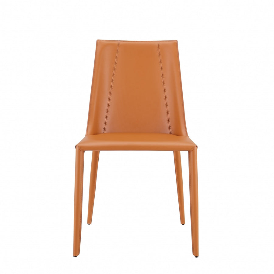 Sleek All Terra Cotta Faux Leather Dining or Side Chair Image 1