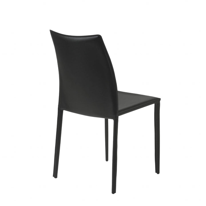 Set of Two Premium All Black Stacking Dining Chairs Image 4