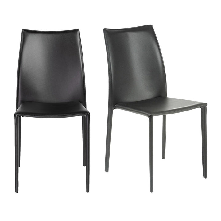 Set of Two Premium All Black Stacking Dining Chairs Image 7