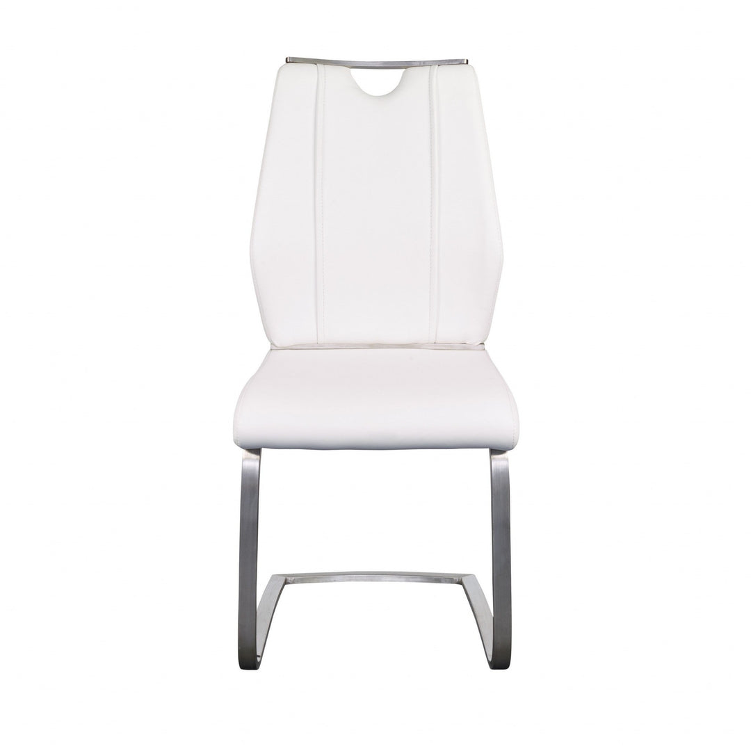 Set of Two White Faux Leather Cantilever Chairs Image 1