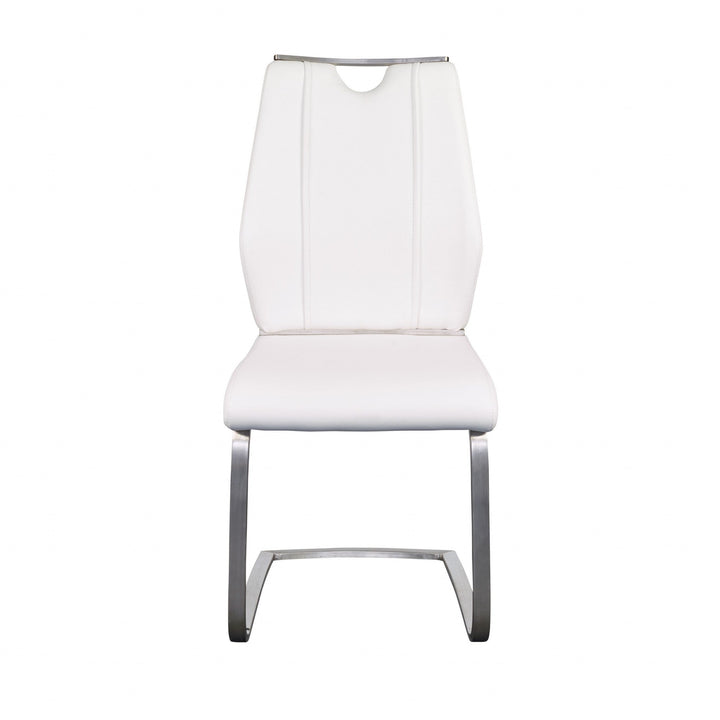 Set of Two White Faux Leather Cantilever Chairs Image 1