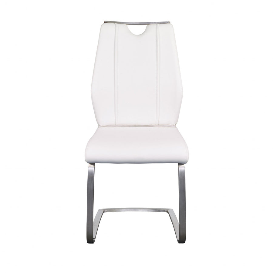 Set of Two White Faux Leather Cantilever Chairs Image 1