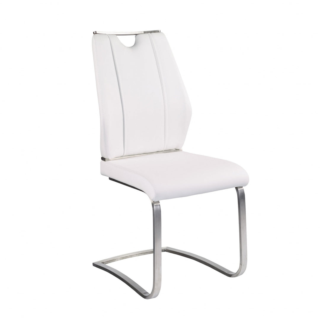 Set of Two White Faux Leather Cantilever Chairs Image 2