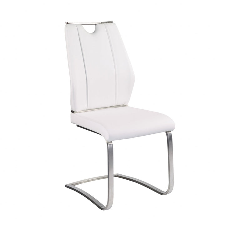 Set of Two White Faux Leather Cantilever Chairs Image 2