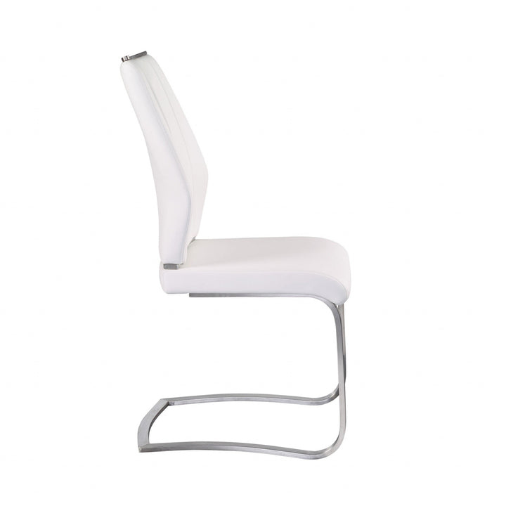 Set of Two White Faux Leather Cantilever Chairs Image 3