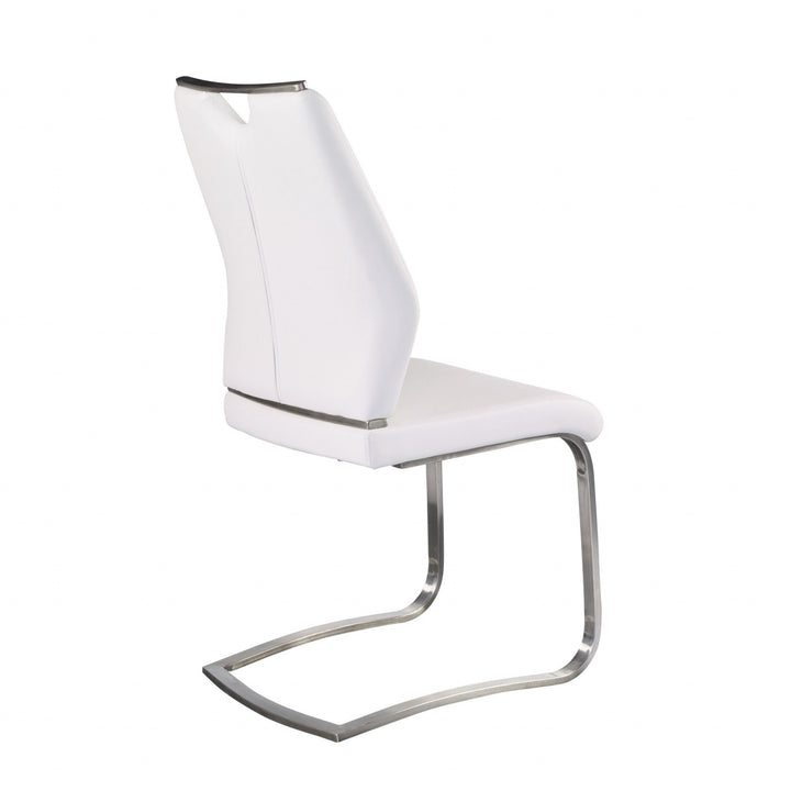 Set of Two White Faux Leather Cantilever Chairs Image 4