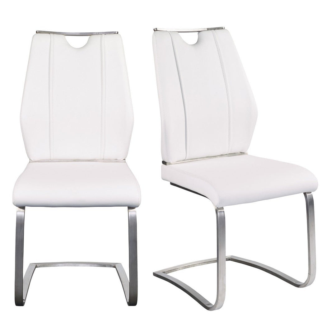 Set of Two White Faux Leather Cantilever Chairs Image 8