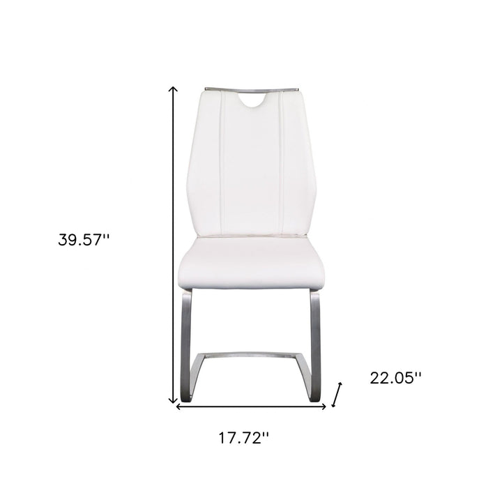 Set of Two White Faux Leather Cantilever Chairs Image 9