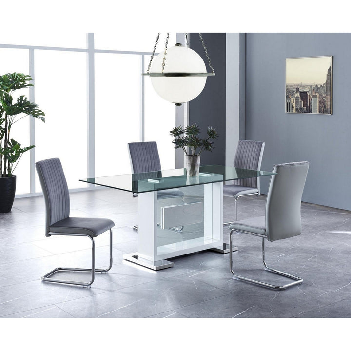 Set Of 4 Two Tone Grey And Chrome Dining Chairs Image 5