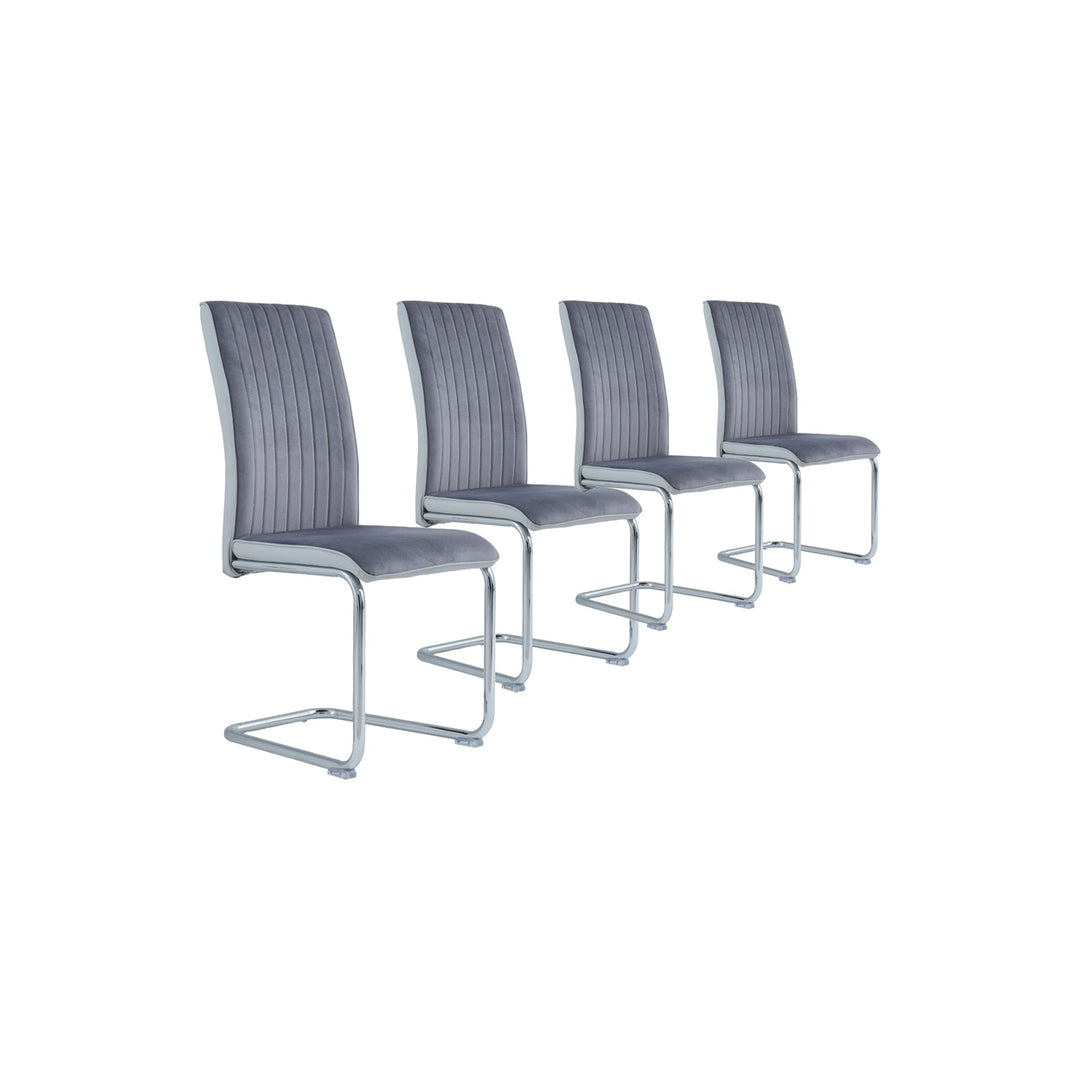 Set Of 4 Two Tone Grey And Chrome Dining Chairs Image 10