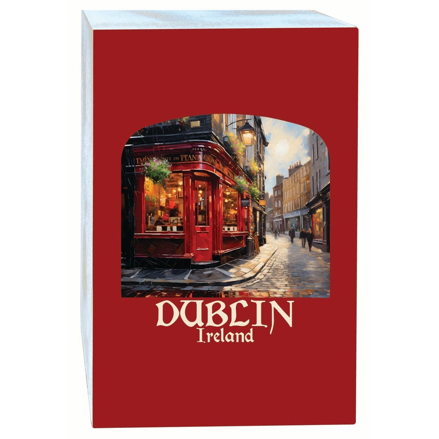 Dublin Ireland Red Pub Design Souvenir Wood sign with frame 5x7 Image 1