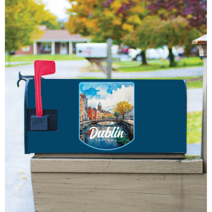 Dublin Ireland Watercolor Cityscape Design Souvenir Magnetic Mailbox Cover Image 1