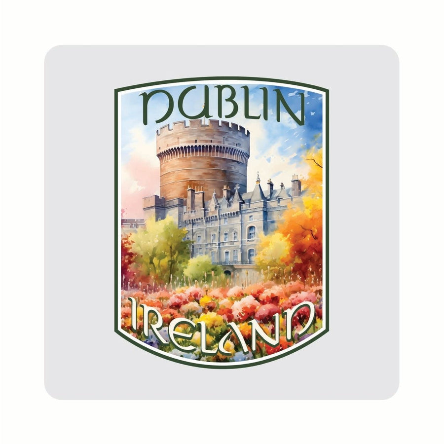 Dublin Ireland Watercolor Dublin Castle Design Souvenir 4x4-Inch Coaster Acrylic 4 Pack Image 1