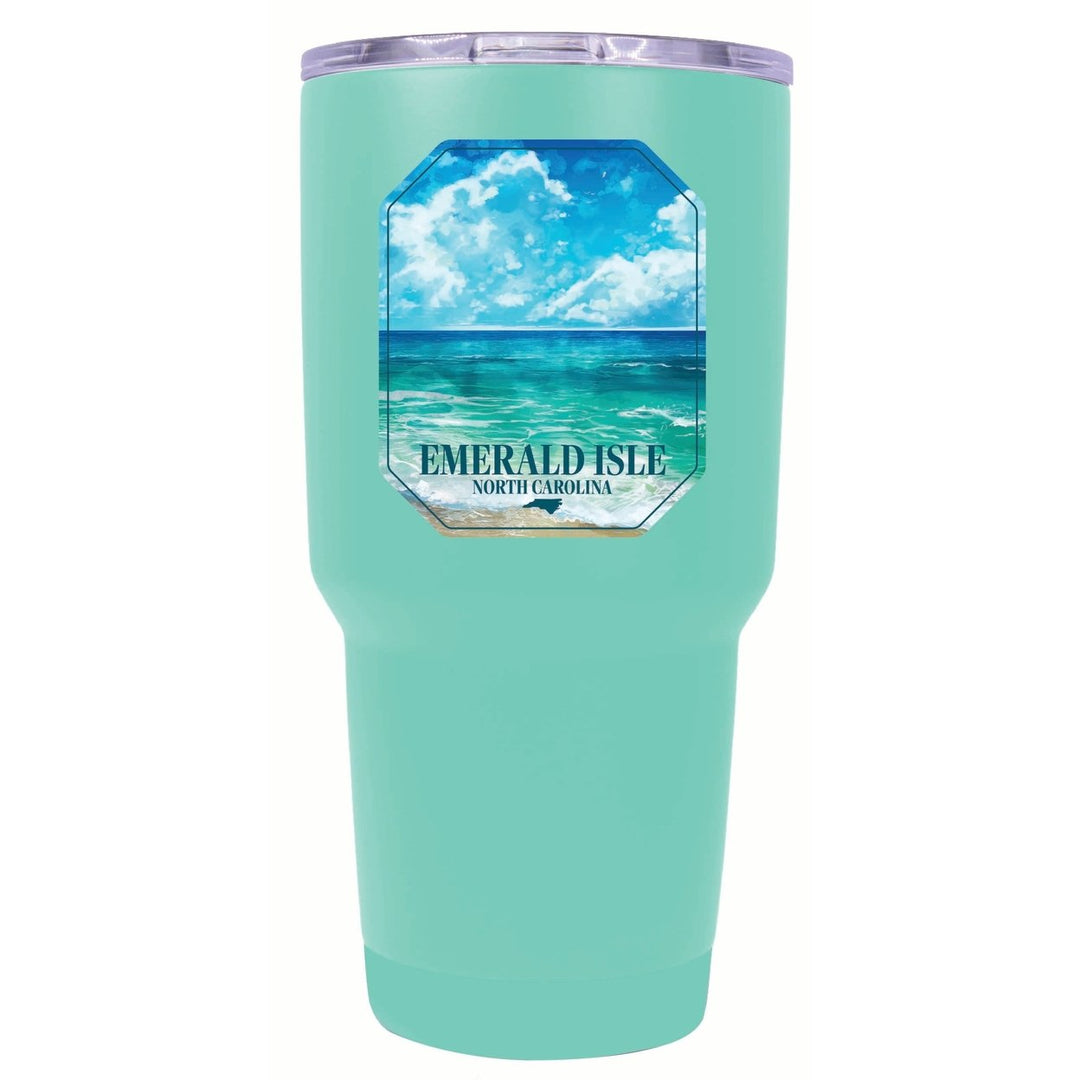 Emerald Isle North Carolina Serene Ocean Design Souvenir 24 oz Insulated Stainless Steel Tumbler Image 1