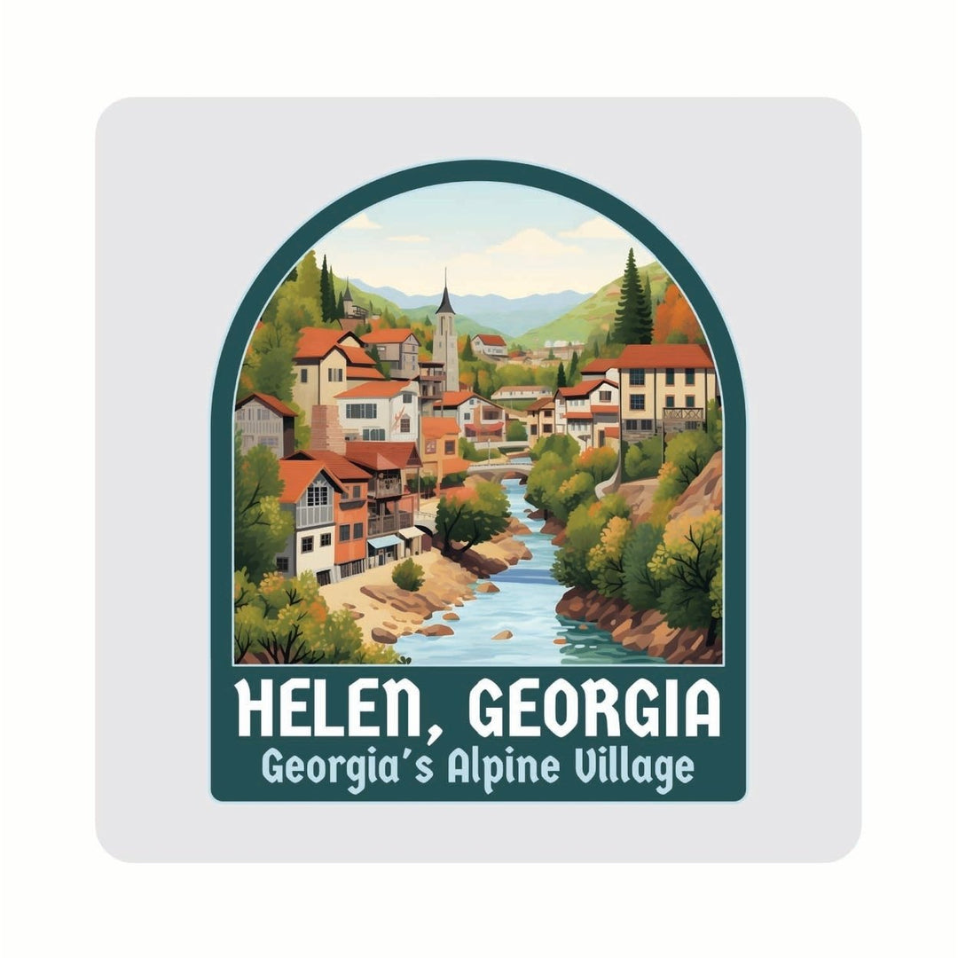 Helen Georgia Alpine Village Design Souvenir 4x4-Inch Coaster Acrylic 4 Pack Image 1