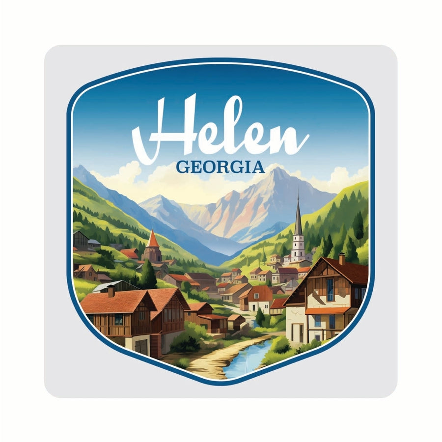 Helen Georgia Town in Mountains Design Souvenir 4x4-Inch Coaster Acrylic 4 Pack Image 1