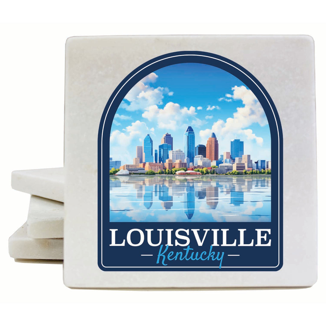 Louisville Kentucky Daytime Cityscape Design Souvenir 4x4-Inch Coaster Marble 4 Pack Image 1