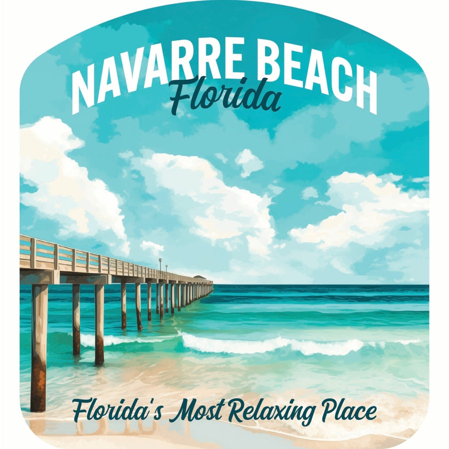 Navarre Beach Florida Pier Painting Design Souvenir Vinyl Decal Sticker Image 1