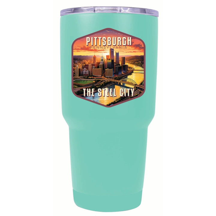 Pittsburgh Pennsylvania The Steel City Design Souvenir 24 oz Insulated Stainless Steel Tumbler Image 1