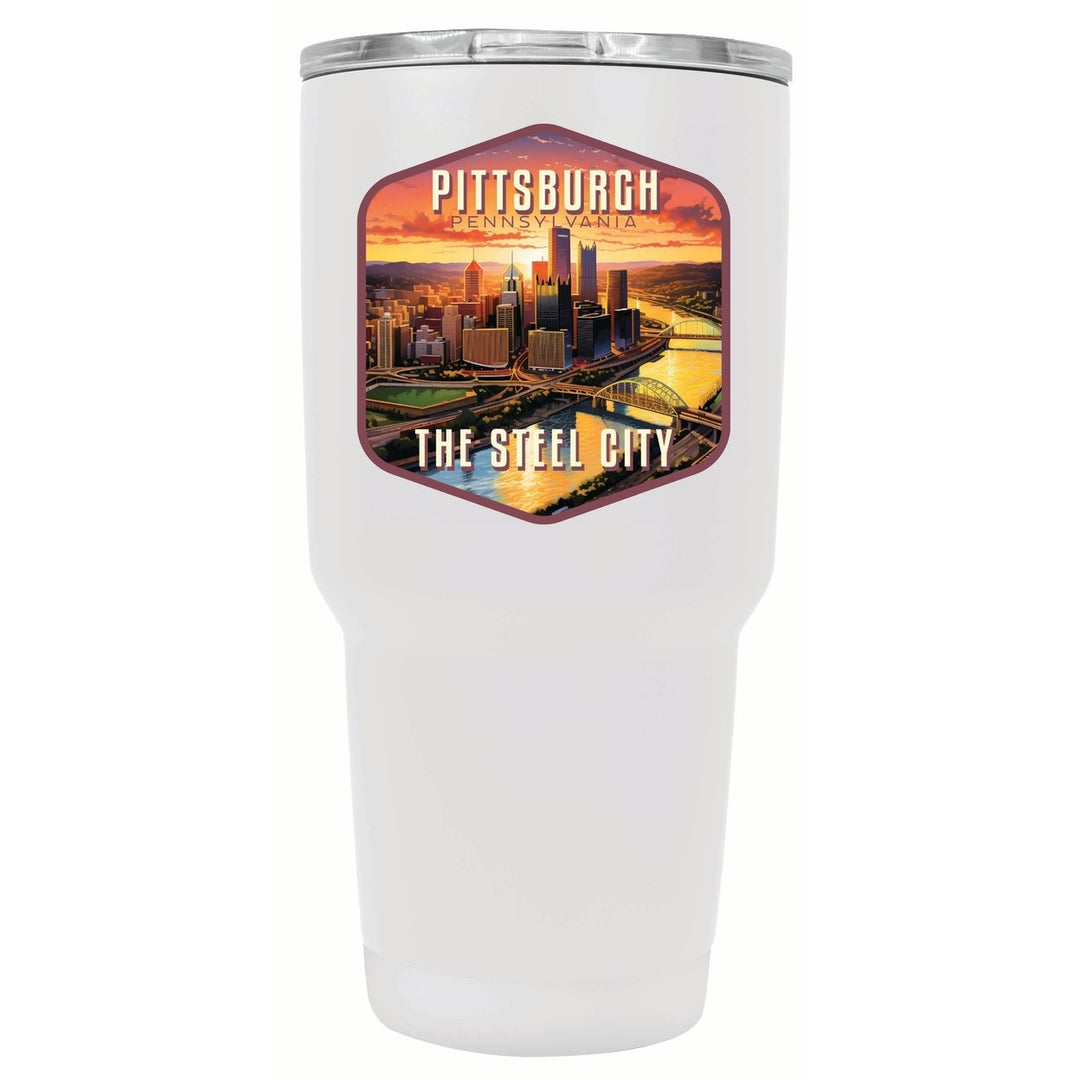 Pittsburgh Pennsylvania The Steel City Design Souvenir 24 oz Insulated Stainless Steel Tumbler Image 1