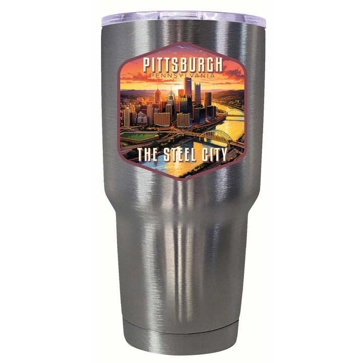 Pittsburgh Pennsylvania The Steel City Design Souvenir 24 oz Insulated Stainless Steel Tumbler Image 3