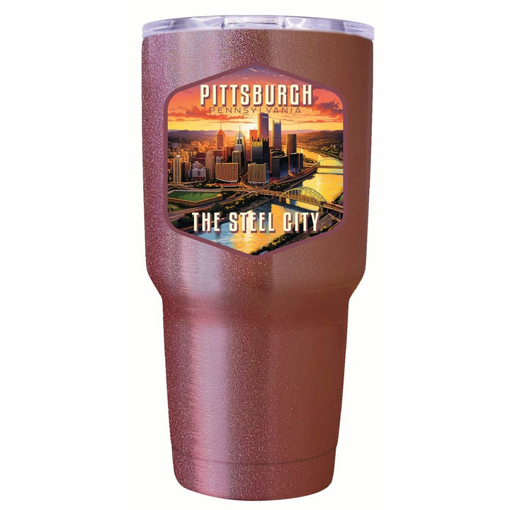 Pittsburgh Pennsylvania The Steel City Design Souvenir 24 oz Insulated Stainless Steel Tumbler Image 1