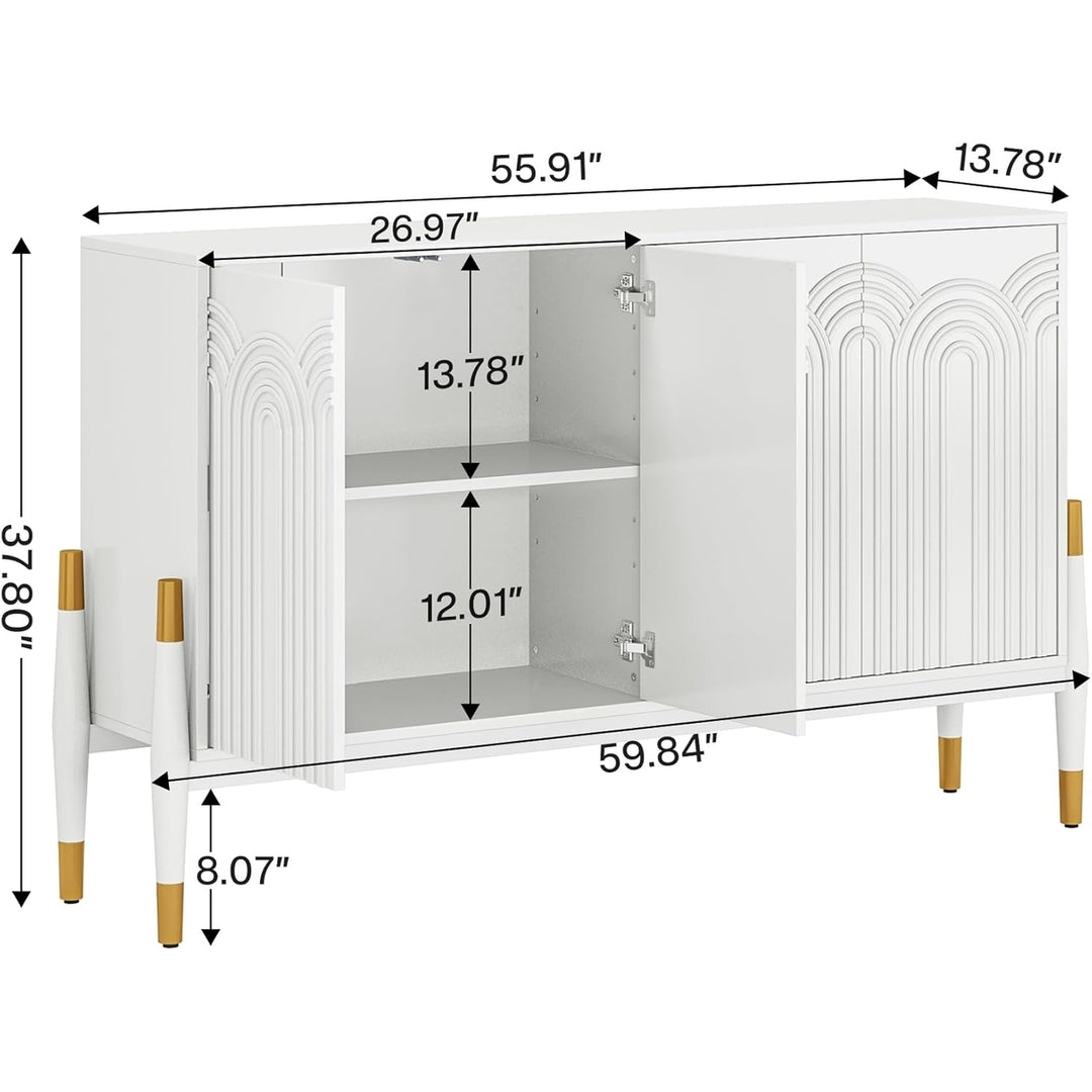 Tribesigns 59" Sideboard Buffet Cabinet with Storage,Modern Kitchen Storage Cabinet with 4 Doors and Shelves, Accent Image 6