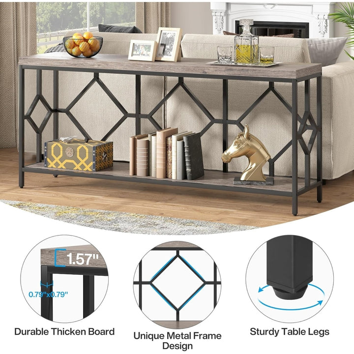 Tribesigns 70.9 Inches Extra Long Sofa Table, Narrow Console Table with Storage Shelves Behind Couch,2-Tier Hall Table Image 6