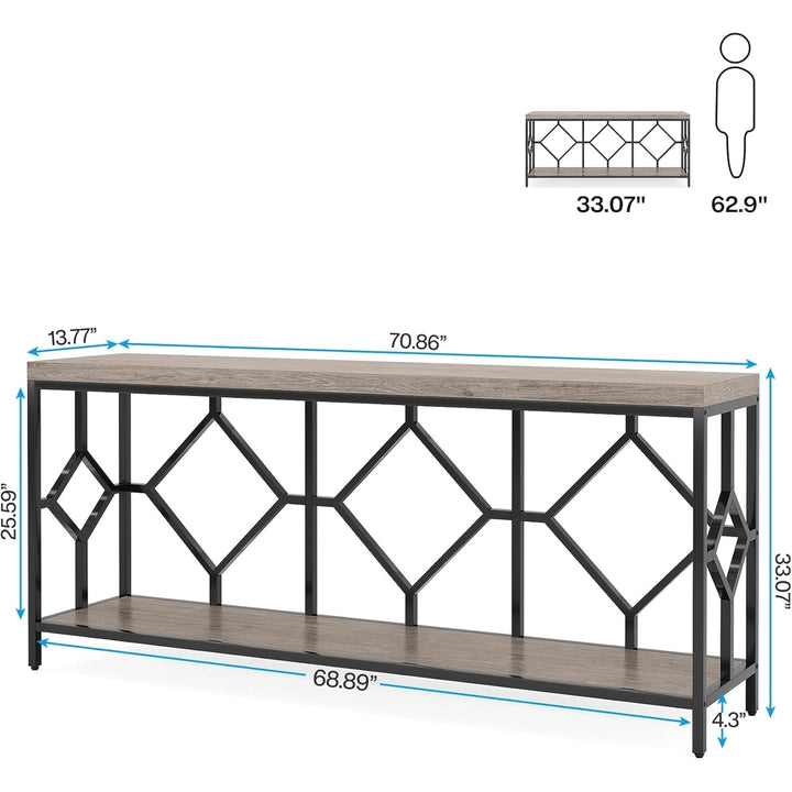 Tribesigns 70.9 Inches Extra Long Sofa Table, Narrow Console Table with Storage Shelves Behind Couch,2-Tier Hall Table Image 7