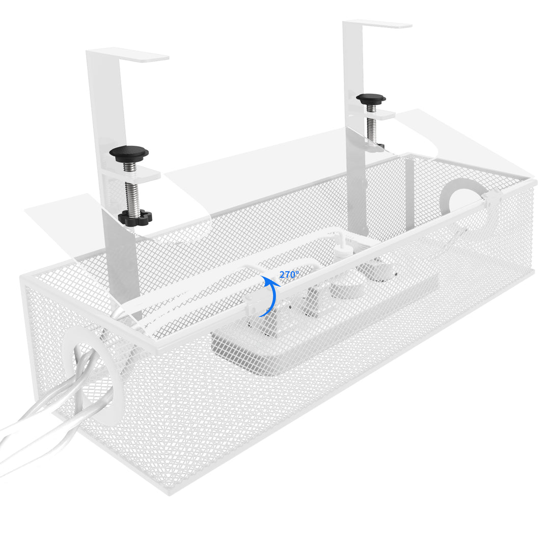 Under Desk Box Tray White Wire Management Cord Organizer Clamp Mount 1 Pack Image 1