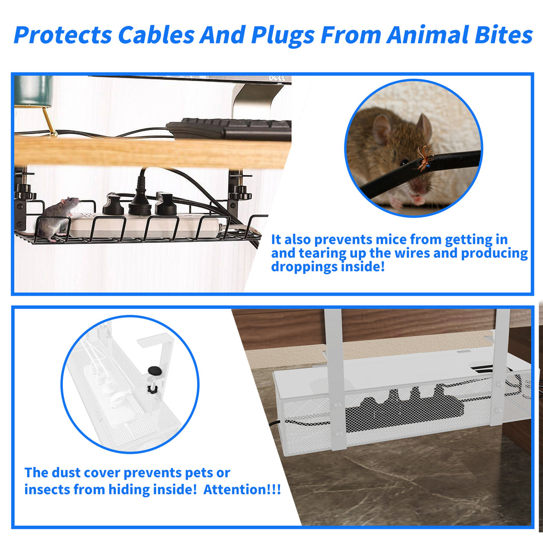 Under Desk Box Tray White Wire Management Cord Organizer Clamp Mount 1 Pack Image 7