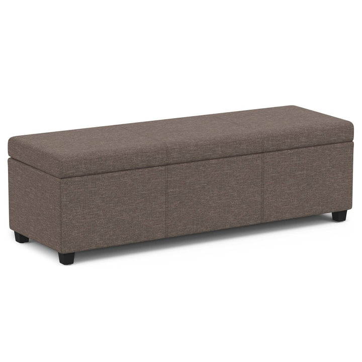 Avalon Extra Large Storage Ottoman Linen 54 inch Durable Bench High Density Foam Image 2