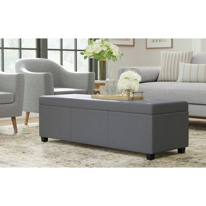 Avalon Extra Large Storage Ottoman Linen 54 inch Durable Bench High Density Foam Image 4