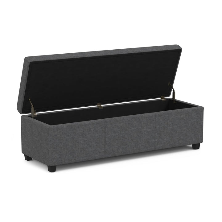 Avalon Extra Large Storage Ottoman Linen 54 inch Durable Bench High Density Foam Image 5