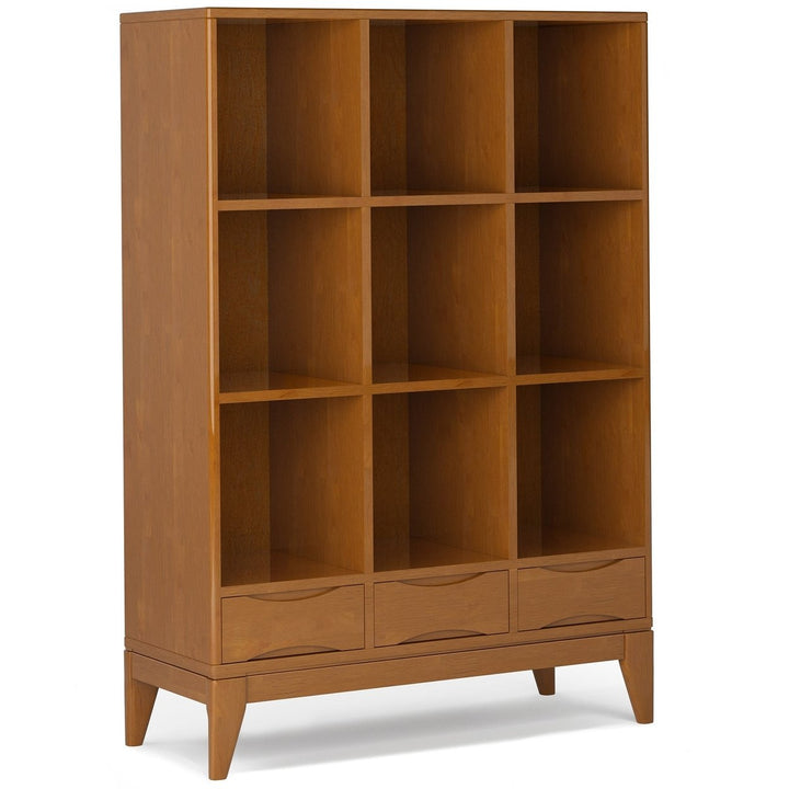 Harper Cube Bookcase Solid Hardwood Mid-Century Modern Storage Cabinet 58"H Image 1