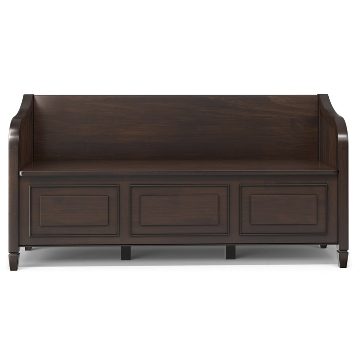 Connaught Wide Entryway Storage Bench Solid Wood Flip Up Lid Triple Compartment Image 10