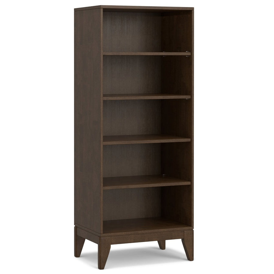 Harper 5 Shelf Bookcase Solid Hardwood Adjustable Shelves Tapered Legs Furniture Image 1