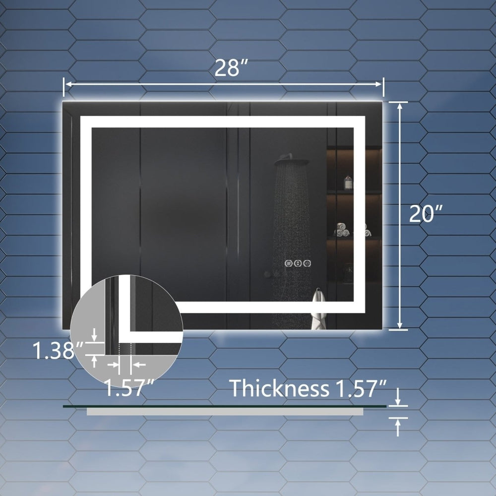 ExBrite Dimmable LED Anti Fog Bathroom Light Mirror Apex Series 20"W x 28"H Image 2