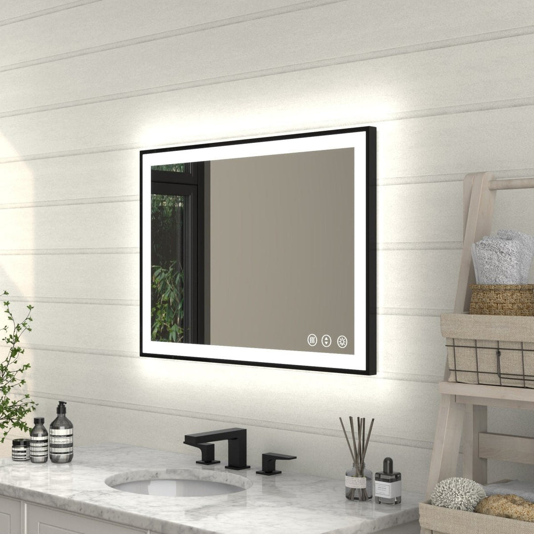 ExBrite Framed LED Lighted Bathroom Mirror Apex Noir 20"W x 28"H Image 1