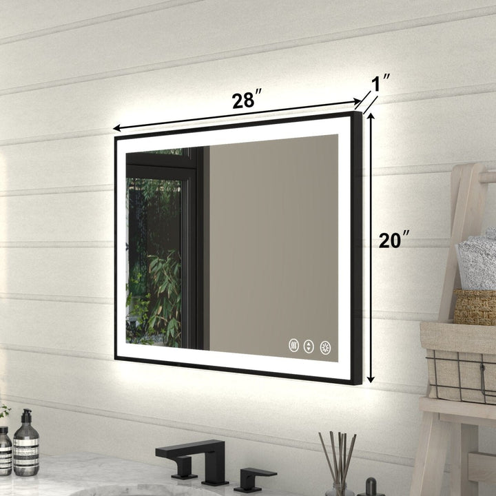 ExBrite Framed LED Lighted Bathroom Mirror Apex Noir 20"W x 28"H Image 2