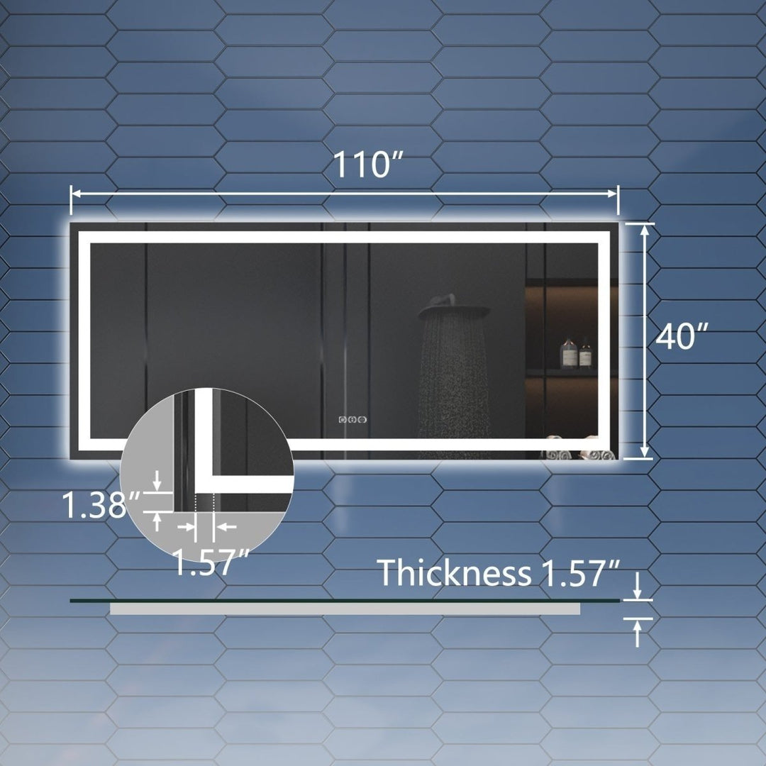 Apex LED Lighted Bathroom Mirror 110W x 40H Anti Fog Dimmable Dual Lighting Image 2