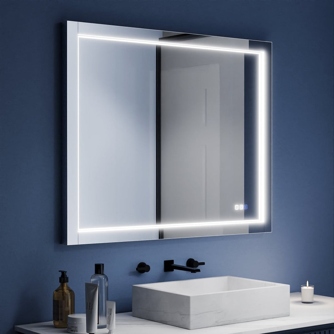 Ascend-M1d 40" x 32" Led Bathroom Mirror with Aluminum Frame Image 1