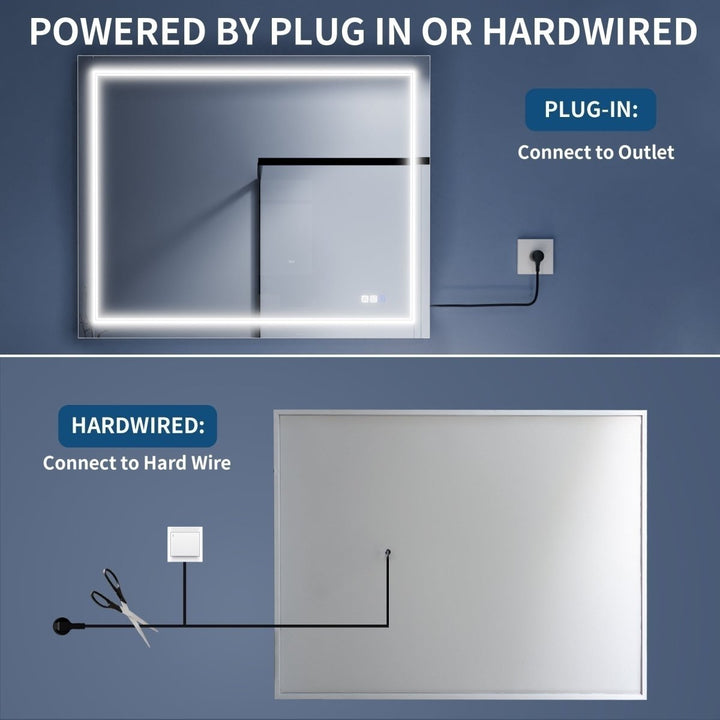 Ascend-M1d 40" x 32" Led Bathroom Mirror with Aluminum Frame Image 4