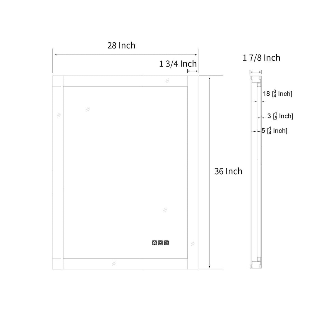 Ascend-M1d 28" x 36" Led Bathroom Mirror with Aluminum Frame Image 9