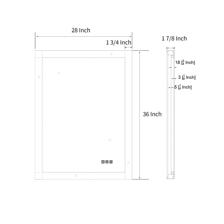 Ascend-M1d 28" x 36" Led Bathroom Mirror with Aluminum Frame Image 9