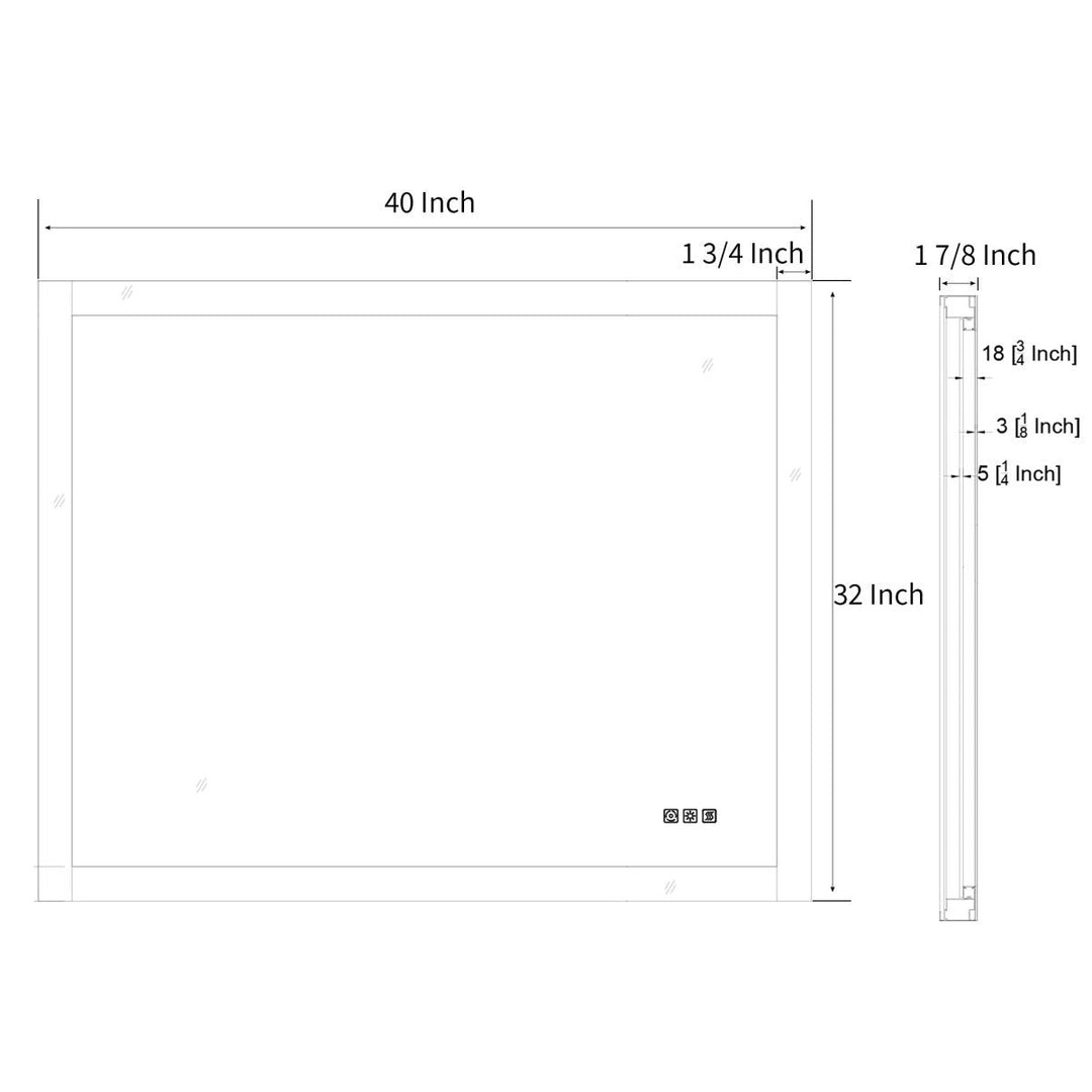 Ascend-M1d 40" x 32" Led Bathroom Mirror with Aluminum Frame Image 9