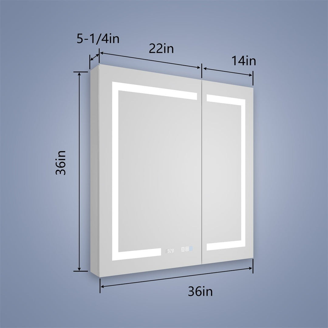 Boost-M2 Bathroom Lighted Medicine Cabinet 30x36 Recessed Defogger USB Dimmer Image 3