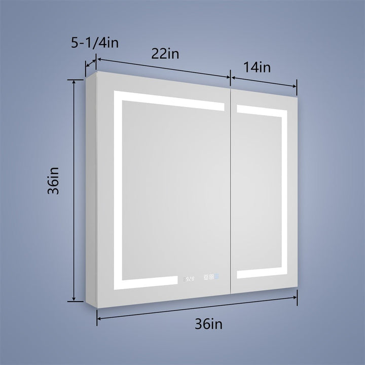 Boost-M2 36x36 Bathroom Lighted Medicine Cabinet with Mirror Recessed Surface Mount Image 3