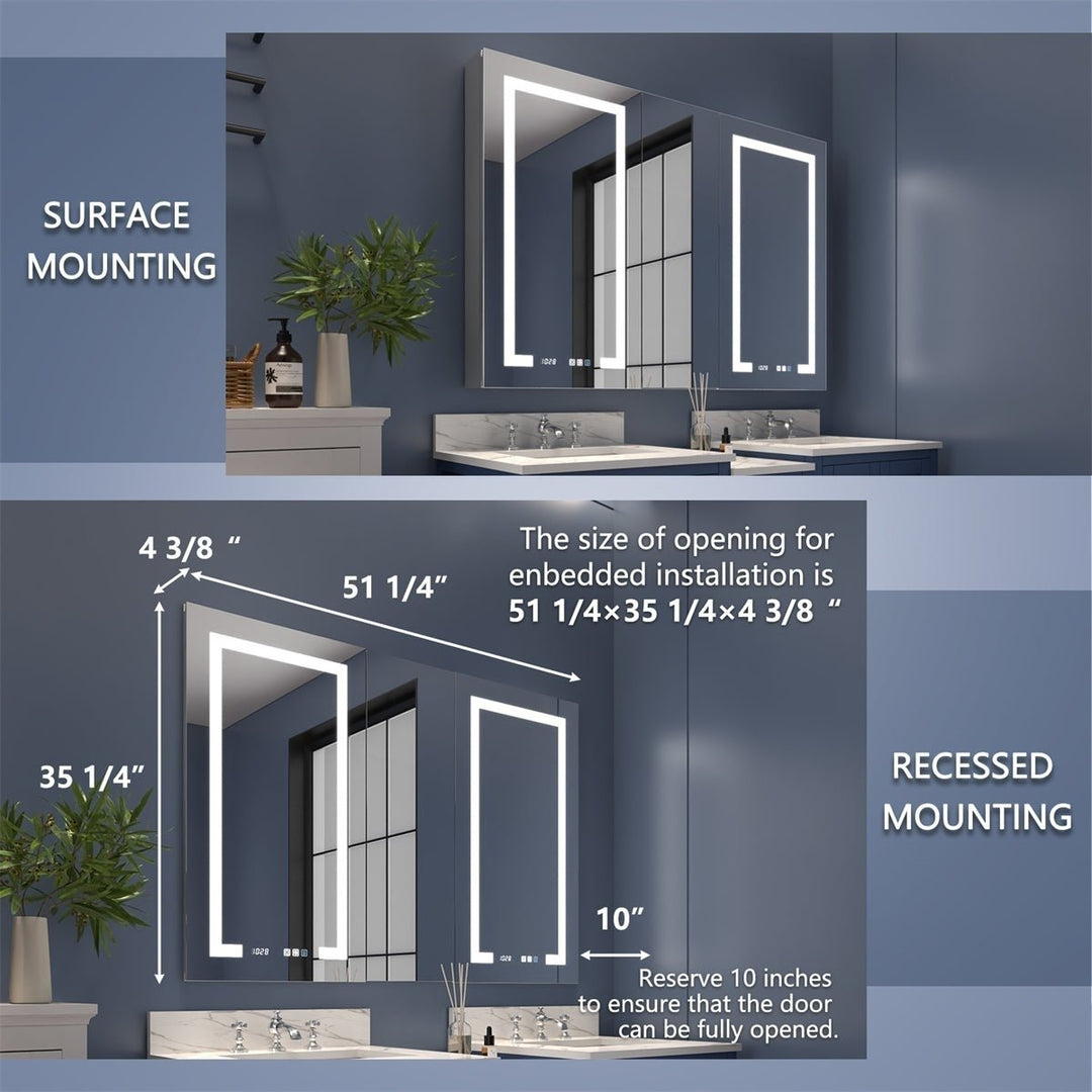 Boost-M2 52" W x 36" H Combination Medicine Cabinet with Mirror led Lighted Medicine Cabinet Image 3